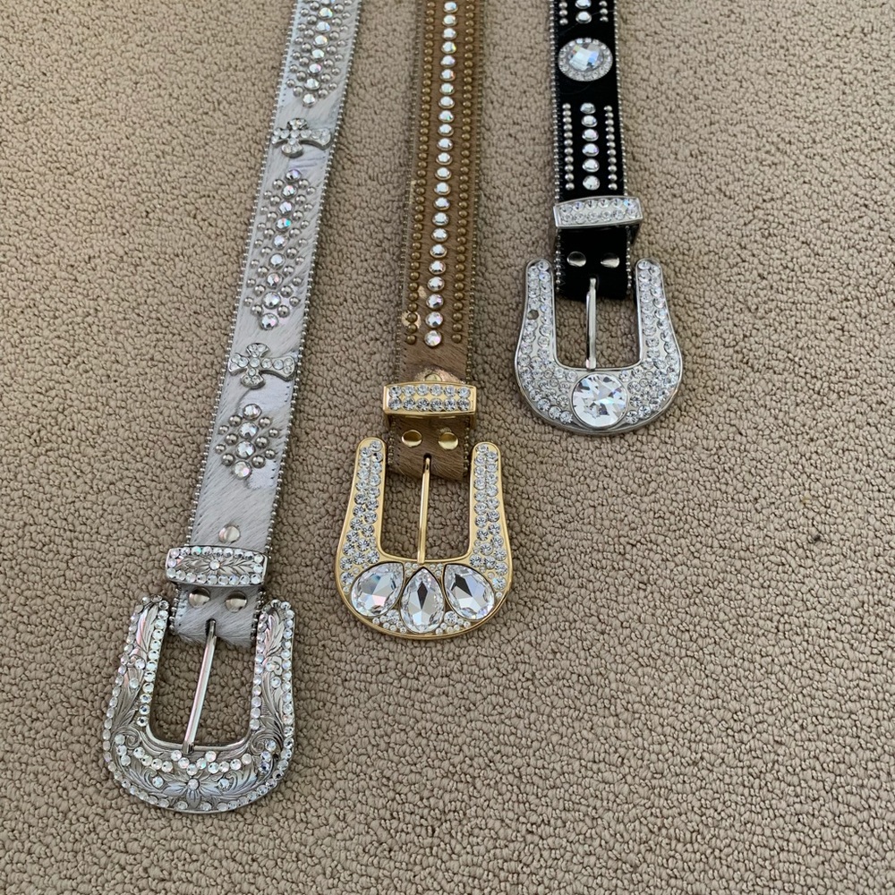 BB Simon crystal / diamond fur belts